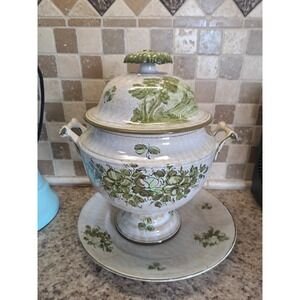 Vintage Meiselman Imports Italian Rustic Ceramic Lidded Soup Tureen & Underplate